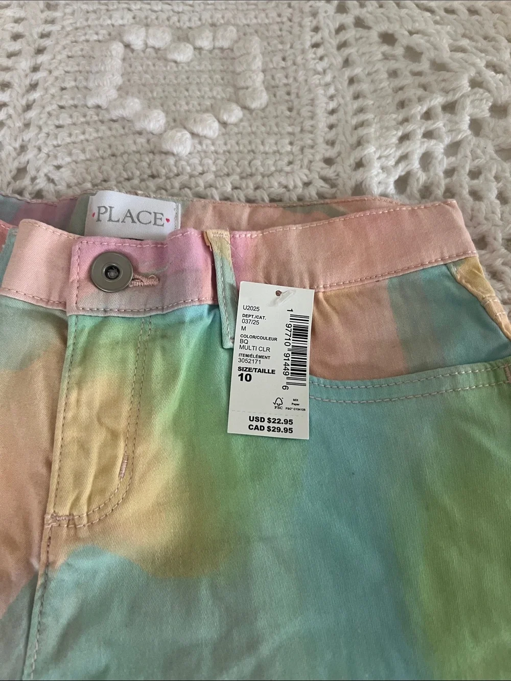The Children's Place Pastel Tie-Dye Shorts - Pink, Green, Blue, Yellow, Purple